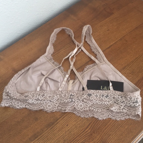 L&B Flower lace bralette strappy back Mocha - Picture 6 of 7